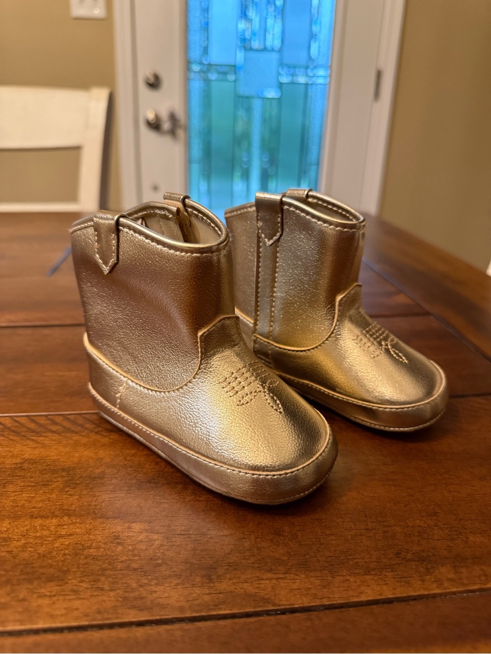 Janie and Jack Metallic Gold Cowboy Booties - 12-18M NWOT